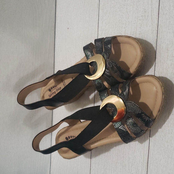 Spring Steps 38 sling back open toe wedges espadrilles - Picture 2 of 7